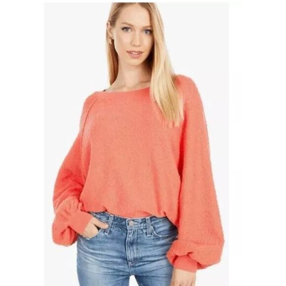 Free People Found My Friend Boucle Pullover. Size S. Coral Color - Picture 1 of 6